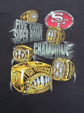 Share San Francisco 49ers 5-Rings Vintage Tshirt on Salem Tag - Large